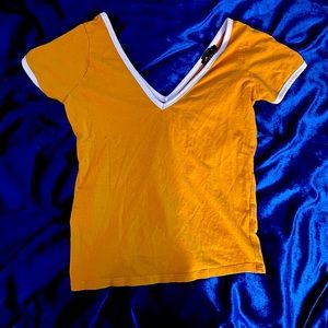 Yellow v neck short sleeve